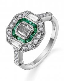 OCTAGON STYLE EMERALD DIAMOND RING (TR5024)